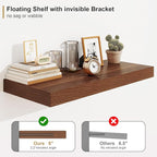 Heimlove 12" Deep Floating Shelves for Wall, 24 Inch Wall Shelf Bathroom Shelves Set of 1, Wall Mounted Shelves for Books Living Room Laundry Room Bedroom Kitchen Home Office, Walnut