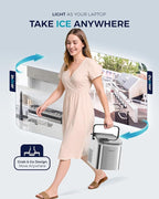 EUHOMY Countertop Ice Maker Machine with Handle, 26lbs Per Day, 9 Ice Cubes Ready in 6 Mins, Auto-Cleaning Portable Ice Maker with Basket and Scoop, for Home/Kitchen/Camping/RV (Silver)