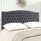 24KF Upholstered Tufted Button Linen Fabric Headboard,Comfortable Fashional Headboard King/CA King Size,Dark Gray
