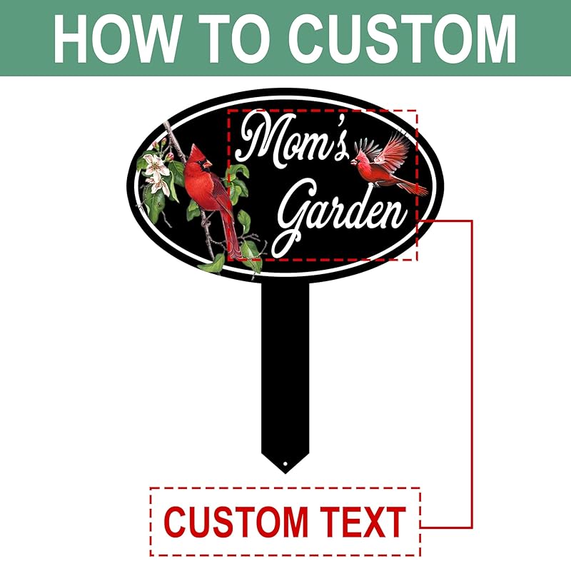 Personalized Name Garden Cardinal Metal Signs with Stake, Custom Family Name Yard Decor for Outdoor Outside, Cardinal Lawn Patio Stake Gardening Enthusiasts Grandmothers Gift