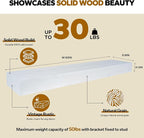 Floating Shelves 3 inch Thick for Wall Set of 2,Solid Pine Wood Wall Mount Shelf for Kitchen Living Room Bedroom Bathroom,8" D x 60" L x 3" H-White