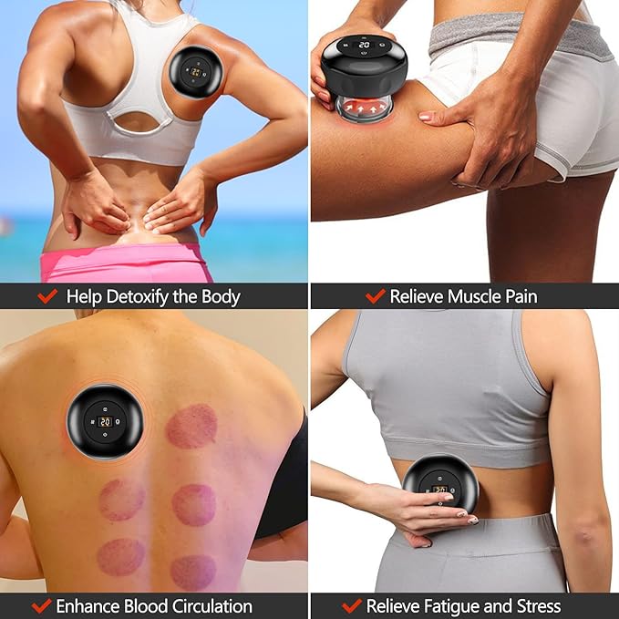 Smart Cupping Therapy Massager 2 Set, 4 in 1 Electric Cupping Massager Device, Smart Cupper Relieves Muscle Soreness, Improves Blood Circulation and Speeds Up Recovery After Exercise (Black)
