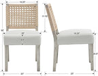 Kmax Farmhouse Dining Chairs Set of 2, Rustic Kitchen Chairs with Linen Fabric Seat and Woven Back, Vintage Accent Chairs for Dining Room, Living Room, Ivory