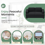 63” Corduroy Loveseat Sofa Couch for Living Room, Small Couch with Deep Seat for Bedroom, Comfy Could Loveseat for Small Living Room, Black Corduroy