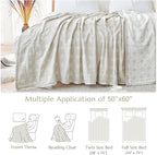 jinchan Boho 100% Cotton Blanket Muslin 50x60 Inches Lightweight 3-Layer Geometric Cross Pattern Reversible Quilt Throw Soft Breathable Comfy All Seasons for Couch Bed Decor, Light Grey