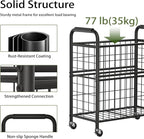 Laundry Hamper 3 Section, 145L Rolling Laundry Sorter Basket with Wheels, 3 Compartment Clothes Organizer Cart, Pull-Out Removable Bags for Laundry Room, Bathroom, Bedroom, Black