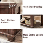 Farmhouse Coffee Tables for Living Room,Square Living Room Tables with Open Storage Shelf,Large Modern Coffee Table,Rustic Brown Center Table,Walnut