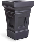 Step2 Atherton Square Planter, Large Planters for Outdoor Plants, Gardening and Flower Pot for Patio or Porch, Efficient Drainage, Durable Plastic, Onyx Black