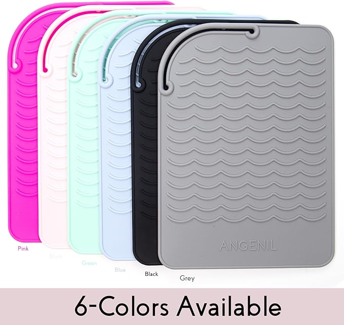 ANGENIL Heat Resistant Silicone Mat for Hair Tools - Counter Mat Pad Cover for Curling Irons, Flat Irons, and Hair Straighteners (9" x 6.5")