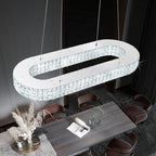 Modern Crystal Chandelier, Dia 40" Rectangular Chandelier for Dining Room,Chrome Rectangle Crystal Ceiling Light Luxury Oval Chandeliers for Living Room Kitchen Island