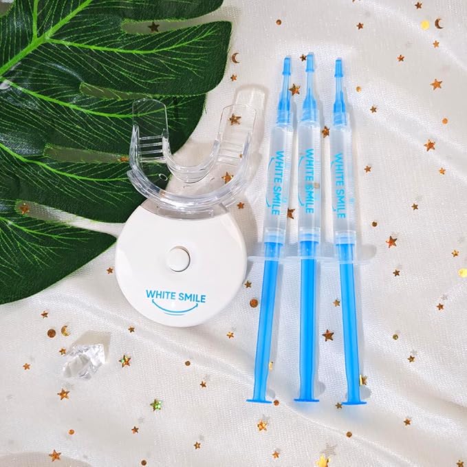 WHITE SMILE Teeth Whitening Kit, LED Light System, 35% Carbamide Peroxide 3 Gel Syringes, 10-Minute Treatment, Non-Sensitive Formula