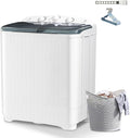 Portable Mini Twin Tub 22lbs Washing Machine With Drying Rack& 10 Hangers, 13lbs Washer & 9lbs Spinner, Small Laundry Washer with Time Control for Camping, Apartments, RV (22lbs)