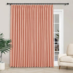 Macochico 100”Wx102”L 100% Blackout Pinch Pleated Linen Curtains for Sliding Door Bedroom Living Room Farmhouse Thermal Insulated Orange Burlap Drapes with Tieback 1 Panel Shabby Chic Style