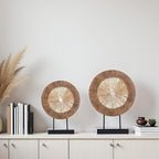 XMGZQ Wood Color Minimalist Round Statue Above Cabinet Decor Kitchen,Modern Decorative Sculpture Home Decorations for Living Room Coffee Table,Shelf Decor Items,Center Pieces Decoration for Table