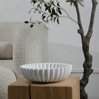 Modern Concrete Decorative Bowl for Kitchen Counter - Large White Fruit Bowl, Key Bowl for Entryway Table, Coffee Table Decor