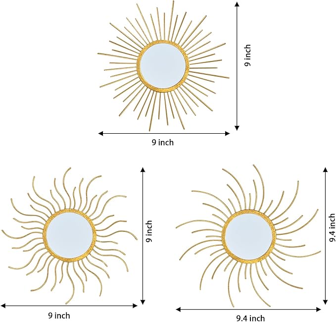 Mirror Decor Sunburst Mirrors Metal Sun Mirror Wall Decor Wall Mirror Home Decorative Wall Art for Living Room Bedroom Entryway