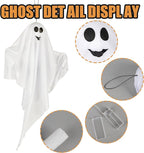 4 Pack Halloween Hanging Ghosts with LED Lights, 27.5 Inch Light Up Ghost Decorations for Indoor Outdoor, Lawn Yard Tree Hanging Halloween Ornaments, Spooky Lighted Party Supplies