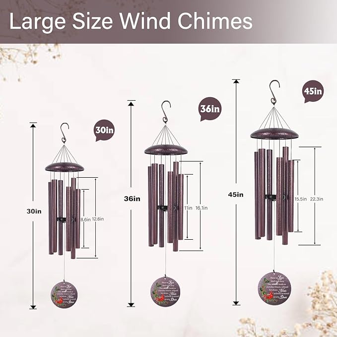 ASTARIN Personalized Cardinal Wind Chime Memorial, Customized Sympathy Wind Chimes for Loss of Loved One, in Memory of Loved Ones Lost, Bereavement Gifts Windchimes Outdoor
