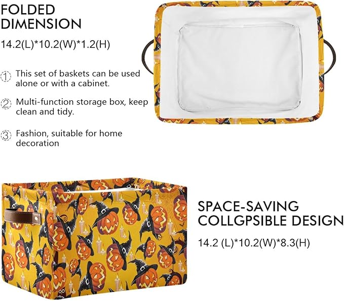 Storage Basket Bin Organizer Basket Collapsible Shelf Basket Cube with handle for Nursery Bedroom Bathroom, one sizex1, Pumpkin