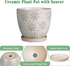 6.9 Inch Plant Pot with Drainage Hole and Saucer Ceramic Planter for Indoor Plant Flower Pot for Orchid Succulents Plants White