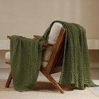 PHF 100% Cotton Waffle Weave Throw Blanket, Soft Lightweight Breathable Cozy Summer Throws for Couch Bed Sofa, Luxury Aesthetic Woven Blanket for Home Decor & Office, 50"x60", Capulet Olive