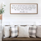 Trust in the Lord With All Your Heart Bible Verse Framed Wall Art, 40''×15'' Rustic Religious Christian Proverbs 3:5-6 Sign, Horizontal Holy Inspirational Catholic Scripture Decor