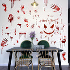 Scary Halloween Decorations Bloody Handprint Footprint Stickers Clings Decals Window Bathroom Floor Restroom，Horror Party Decor Halloween Indoor/Outdoor Decoration