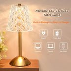 Liliful 2 Pcs LED Portable Cordless Table Lamp Touch Battery Operated Rechargeable Desk Lamp 3 Color Dimmable for Bedroom Living Room Dining (Diamond Style,Gold)