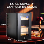 Tylza Cigar Humidor Cabinet 25L, Temp & Humidity Control Electric Humidors for Cigars, 170 Cigars, Digital Hygrometer, Safety Lock, Cigar Humidors with Cedar Wood Drawer Shelves, Cigar Gifts for Men