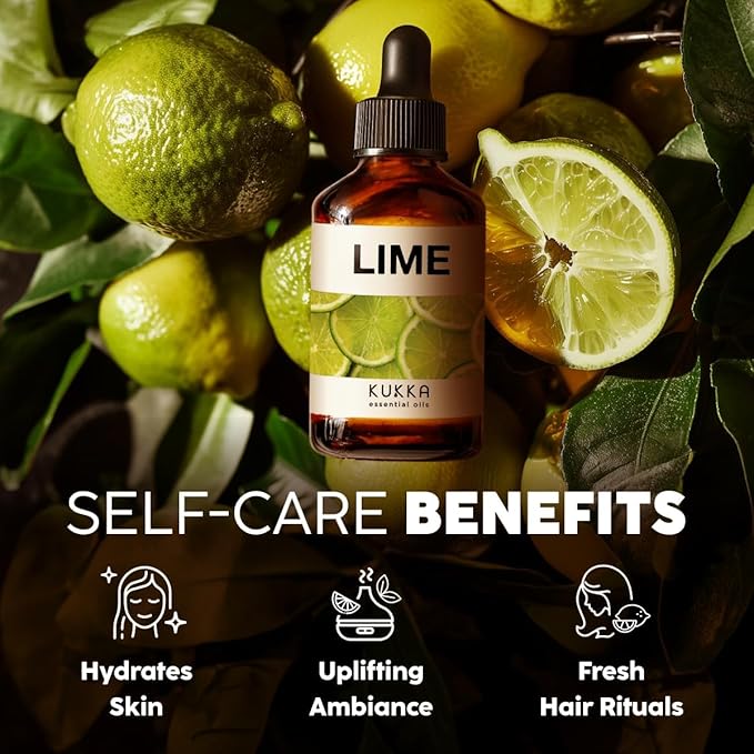 Kukka Lime Essential Oil for Skin - 4 Fl Oz - 100% Pure Natural Lime Oil for Diffuser, Hair, Candles & Soap Making Scent DIY