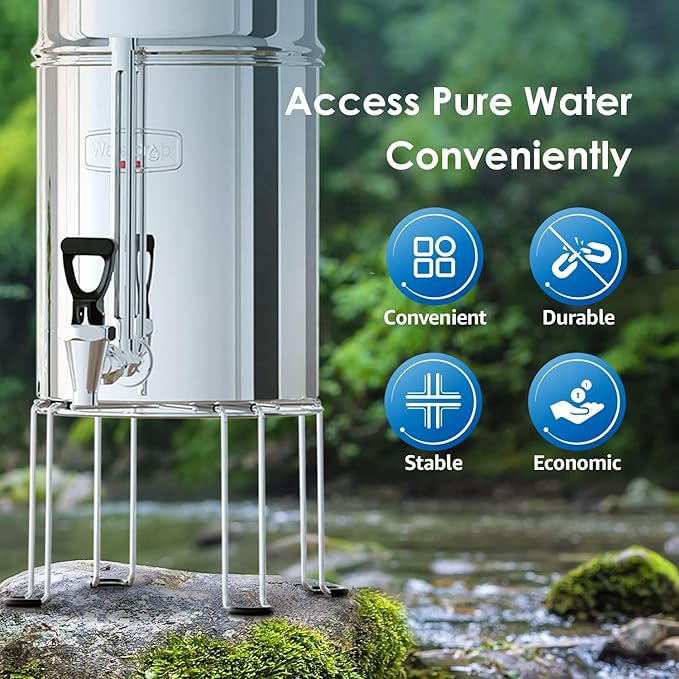 Waterdrop Water Filter Stainless Steel Stand, with Rubberized Non-Skid Feet, Replacement for Berkey® Water Filter System, King Tank Gravity-fed Water Filter System