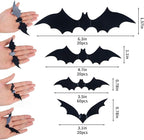 DIYASY Bats Wall Decor, 120 Pcs 3D Bat Halloween Decoration Stickers for Home Decor 4 Size Waterproof Black Spooky Bats for Room Decals