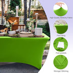 ABCCANOPY 6 FT Spandex Table Cover Stretch Fitted Wrinkle Resistant Tablecloth Reuse for Rectangular Folding Table Patry Event Wedding Banquet Protector Apple Green