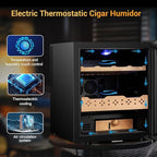 Electric Humidor for Cigars, 50L 300 Counts Large Capacity, Thermostatic Electric Cigar Cooler Cabinet with Spanish Cedar Wood Shelves, Digital LED Screen, Smart Humidity & Temp Control, Gifts for Men