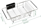 MAJALiS Dish Drying Rack in Sink - Small Dish Drainers for Kitchen Sink, Over The Sink Dish Racks with Utensil Holder, Stainless Steel Dish Rack in Sink, Silver