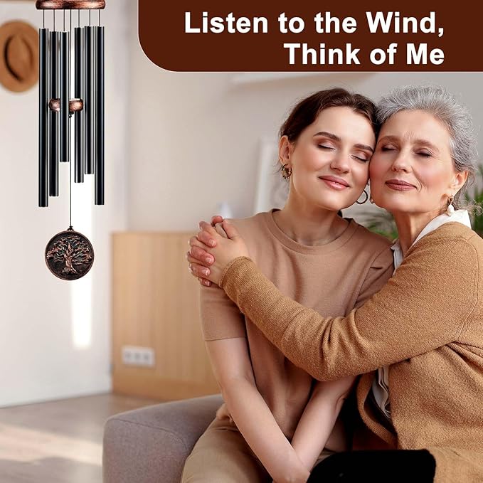 Memorial Wind Chimes for Loss of Loved One, Tree of Life Vintage Wind Chime for Outside, Sympathy/Memorial/Retirement/Festivals/Birthday Gift for Father/Mother/Lover (DIY 34" Tree of Life)