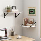 Fun Memories Floating Shelves Set of 2, 16" W x 12" D, White Ledges for Bedroom, Bathroom, 12" Deep Bookshelf Wall Mounted