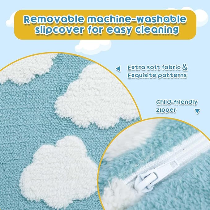 ALIMORDEN Kids Ultra-Soft Snuggle Foam Filled Chair, Toddler Cuddly Reading Couch, Blue