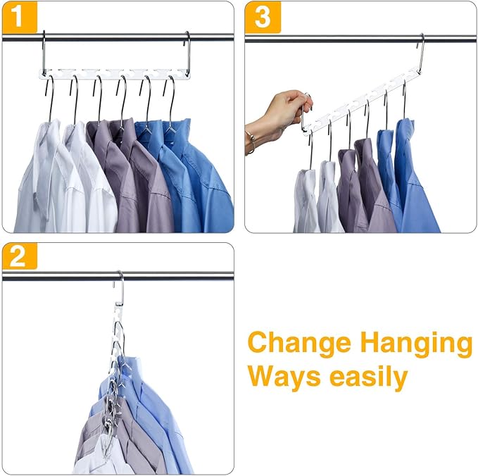 HOUSE DAY Space Saving Hangers for Clothes 20 Pack, Heavy Duty Hanger Organizer | 30 Lbs Capacity |, Metal Magic Hanger, Sturdy Multi Hangers, Closet Space Saver Closet Organizers and Storage