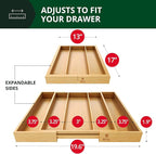 ROYAL CRAFT WOOD Luxury Bamboo Kitchen Drawer Organizer - Silverware Organizer - Utensil Holder and Cutlery Tray with Grooved Drawer Dividers for Flatware and Kitchen Utensils (5 Slot, Natural)