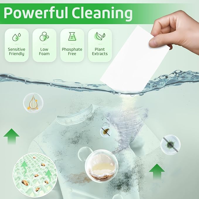 Poesie Laundry Detergent Sheets Fresh Scent 320 Sheet Liquidless Soap Sheets Detergent for Travel Camping Dormitory Hotel