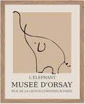 Poster Master Vintage Poster - Retro Minimalist Print - Gift for Artist, Housewarming - Elephant, Line Drawing, Sketch, Abstract - Wall Decor for Living Room, Bedroom, 8x10 Beige Framed