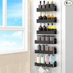 6 Pack Magnetic Spice Rack Organizer for Refrigerator and Oven, Black Fridge Organizers and Storage for Kitchen