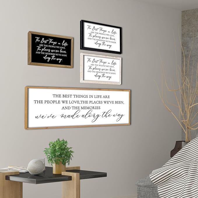 The Best Things in Life Wall Decor Sign 40 x 15 Inch Memories Inspirational Quotes Wood Framed Family Entryway Living Room Home Wall Art for Farmhouse Bedroom Room (Wood)
