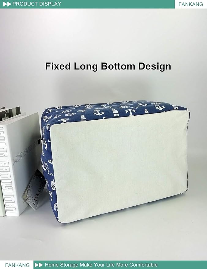 FANKANG Storage Basket,Nursery Hamper Canvas Laundry Basket Foldable with Waterproof PE Coating Storage, Office, Bedroom, Clothes,Toys (Rec-Sailboat)
