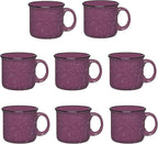 Set of 8 Ceramic Campfire Mugs – 15 Oz, Purple – Coffee & Tea Cups for Home, Work, Travel, Camping – Customizable, Great for DIY, Events, Companies