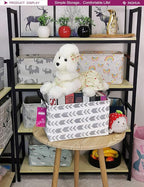 Rectangular Storage Basket Fabric Organizer Bin for Toys,Books,Clothes,Gifts,Pets-Perfect for Home,Office,Nursery,Dorm,Shelf(Rec Grey Arrow)