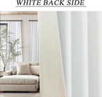 Blackout Curtains 68 Inches Long 2 Panel Thermal UV Heat Blocking White Linen Textured Black Out Drape for Nursery Bedroom Living Room Energy Saving Noise Reducing Boho Farmhouse Vintage 68 Length