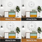 Large Wall Clock - 80cm/ 32 Inches, Silver, Non-Ticking, Battery Operated, Vintage Modern Wall Clock for Living Room, Bedroom, Office, Farmhouse Decor