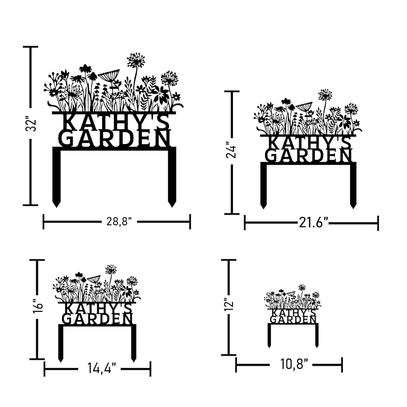 Custom Flowers Metal Garden Decor, Sign for Flower Beds, Personalized Flowers Garden Sign with Stakes, Metal Yard Art, Gift for Grandmother, Patio Decor, Farmhouse Decorations, Mom Gift